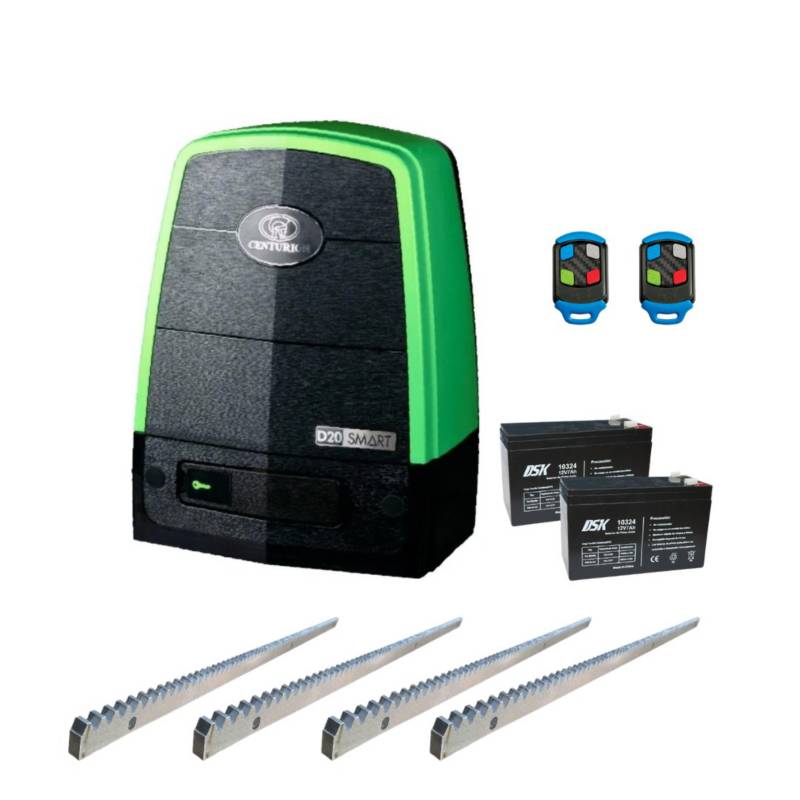 Kit Motor Corredera Centurion D20 SMART 2000KG Alta Velocidad + 4 Metros de Cremallera + 2Tx